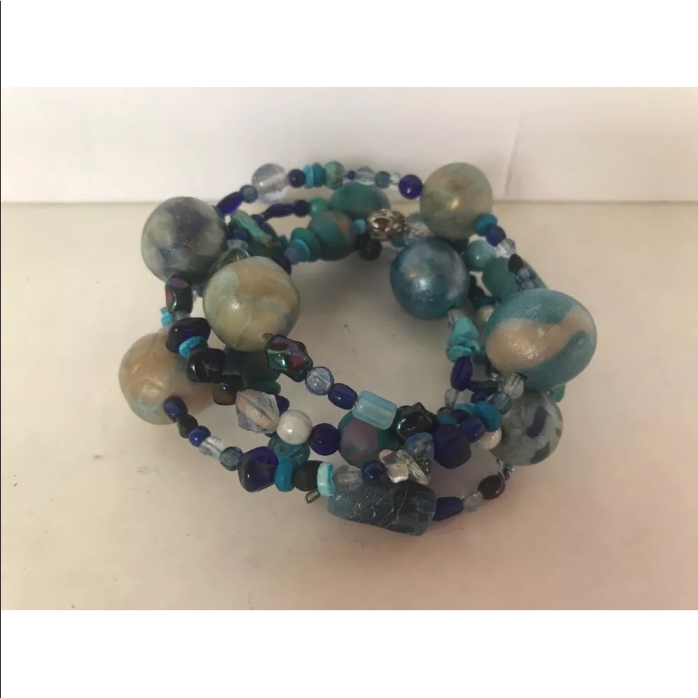 Wrap Around Bracelet blue turquoise Boho expands - Picture 4 of 6